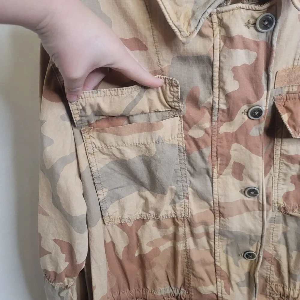 Free People Lead The Way Oversized Camo Jacket Size Medium M Neutral Multicolor - Picture 5 of 16